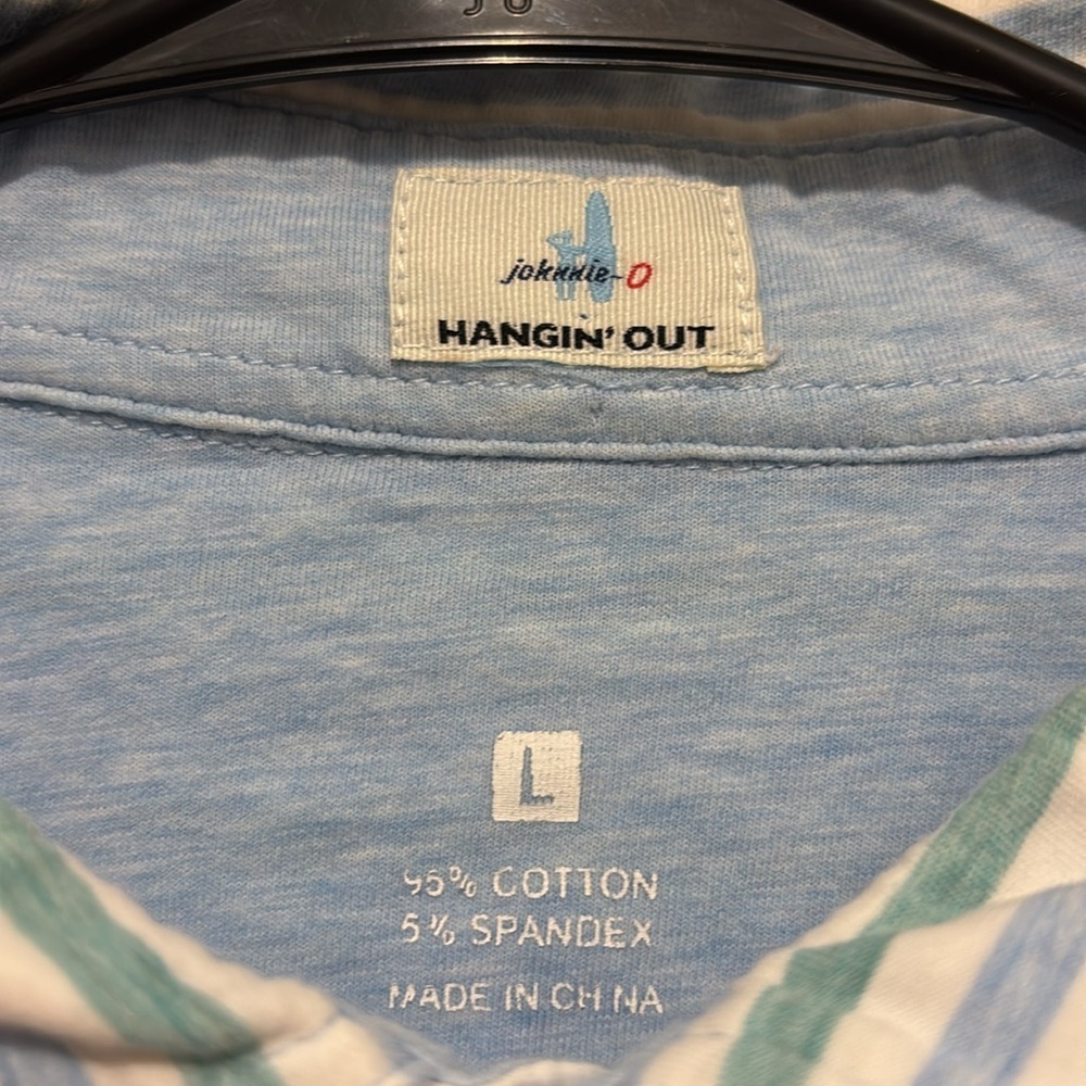 Johnnie-O Men's Striped Polo Shirt - Light Blue and White - Picture 3 of 4